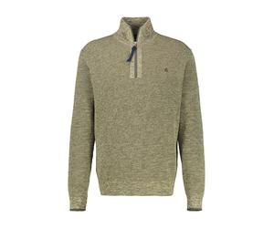Troyer LERROS, Herren, Gr. L, nordic olive, Strick, Obermaterial: 100% Baumwolle, unifarben, regular fit normal, ohne Ausschnitt, Rippbündchen, Pullover Troyer, mit Logo Stickerei (60768765-L) nordic