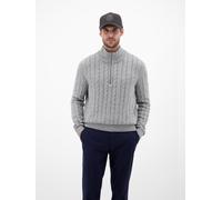 Troyer LERROS, Herren, Gr. M, tender beige melange, Strick, Obermaterial: 88% Schurwolle, 12% Kaschmir, meliert, regular fit normal, ohne Ausschnitt, Rippbündchen, Pullover Troyer, mit Zopfmuster (564