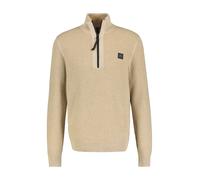 Strickpullover LERROS "LERROS Stricktroyer mit Reißverschluss" Gr. S, beige (tender melange) Herren Pullover (58572508-S) tender beige melange