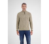 Troyer LERROS, Herren, Gr. XL, beige (tender beige melange), Strick, Obermaterial: 60% Baumwolle, 40% Polyacryl, Zopfmuster, meliert, regular fit normal, ohne Ausschnitt, Rippbündchen, Pullover Troyer