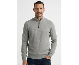 Troyer LERROS, Herren, Gr. XXL, pearl grau, Strick, Obermaterial: 100% Baumwolle, unifarben, normal hüftbedeckend, Rundhals, Bündchen, Pullover Troyer, mit Logo-Stickerei (15453404-XXL) pearl grau