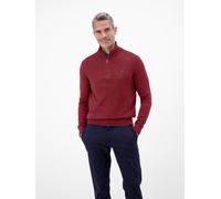 Troyer LERROS "LERROS Flachstrickpullover mit Troyerkragen", Damen, Gr. XXL, maple rot melange, 100% Baumwolle, ohne Ausschnitt, Pullover Troyer (36916936-XXL)