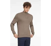 Troyer LINDBERGH, Damen, Gr. XL, beige (dk sand mel), Obermaterial: 80% Viskose, 20% Nylon, meliert, regular fit taillenbedeckt, ohne Ausschnitt, Rippbündchen, Pullover Troyer, mit Troyerkragen (64678