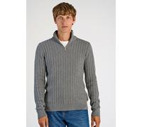 Troyer LINDBERGH "Troyer Relaxed Fit", Herren, Gr. 3XL, grau (dk grau), Obermaterial: 60% Baumwolle, 40% Polyester, unifarben, Pullover Troyer (25415138-XXXL) dk grau