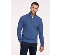 Troyer LINDBERGH "Troyer Relaxed Fit", Herren, Gr. M, blau (blau sky mel), Obermaterial: 100% Baumwolle, hoch geschlossener Ausschnitt, Pullover Troyer (74818517-M) blau sky mel