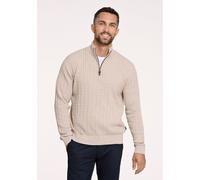 Troyer LINDBERGH "Troyer Relaxed Fit", Herren, Gr. S, weiß (sanftes weiß mel), Obermaterial: 100% Baumwolle, hoch geschlossener Ausschnitt, Pullover Troyer (84032131-S) sanftes weiß mel