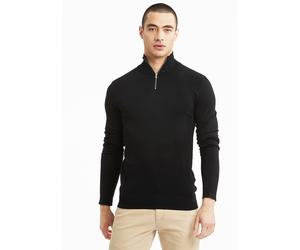 Troyer LINDBERGH "Troyer Slim Fit", Herren, Gr. XL, schwarz, Obermaterial: 80% Viskose, 20% Nylon, hoch geschlossener Ausschnitt, Pullover Troyer (20226301-XL) schwarz