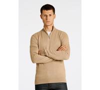 Troyer LINDBERGH "Troyer Slim Fit", Herren, Gr. XXL, beige (sand mel), Obermaterial: 80% Viskose, 20% Nylon, hoch geschlossener Ausschnitt, Pullover Troyer (90695760-XXL) sand mel