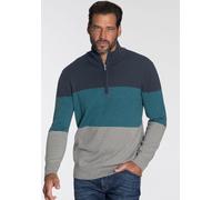 Troyer MAN'S WORLD "Bis Größe 5 XL", Herren, Gr. M (48/50), blau (blau petrol), Strick, Obermaterial: 50% Baumwolle, 50% Polyacryl, colorblocking, normal, amerikanischer Ausschnitt, Rippstrickbündchen