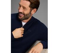 Troyer MAN'S WORLD "Neue Kollektion Highlight kontrastfarbener Reißverschluss", Herren, Gr. XXL, marine, Strick, Obermaterial: 50% Baumwolle, 50% Polyacryl, unifarben, regular fit, Rippbündchen, Pullo