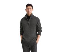 Troyer MARC O'POLO "aus Baumwoll-Schurwoll-Mix", Herren, Gr. S, dunkelgrau, Obermaterial: 68% Baumwolle, 17% Schurwolle, 8% Polyamid, 7% Polyester, unifarben, Pullover Troyer (36690250-S) dunkelgrau