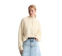 Troyer MARC O'POLO DENIM, Damen, Gr. M, weiß blush, Strick, Obermaterial: 70% Schurwolle, 30% Polyacryl, relaxed fit, Rippbündchen, Pullover Troyer, relaxed fit aus weichem Schurwolle-Mix, 3D-Zickzack