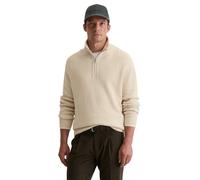 Troyer MARC O'POLO, Herren, Gr. M, beige (gray silk), Strick, Obermaterial: 71% Baumwolle, 19% Schurwolle, 10% Polyamid, regular fit, Rippbündchen, Pullover Troyer, lässiger Bi-Color-Effekt (54008464-