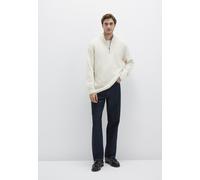 Troyer MAVI "HALF ZIP SWEATER", Herren, Gr. M, beige (beige melange), Feinstrick, 42% Acryl, 32% Polyamid, 24% Wolle, 2% Elastan, normal normal, ohne Ausschnitt, normaler Saum, Pullover Troyer, Premiu