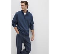 Troyer MAVI "HALF ZIP SWEATSHIRT", Herren, Gr. M, total eclipse, Stoff, 60% Baumwolle, 40% Polyester, unifarben, normal normal, ohne Ausschnitt, Pullover, Zip Up Sweatshirt (76751241-M) total eclipse