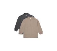 Troyer MINYMO "Troyer MISweatshirt w.zip (2-pack)", Jungen, Gr. 134, grau (fossil), Obermaterial: 60% Baumwolle CO. 40% Polyester PES., Pullover Troyer (96897451-134) fossil