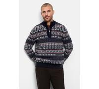 Troyer OLYMP "OLYMP Casual Strick, Troyer", Herren, Gr. L, blau (marine), 49% Baumwolle, 40% Wolle, 11% Polyamid, Pullover Troyer (31752365-L) marine