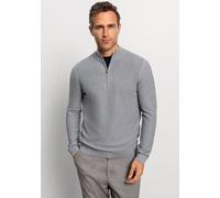 OLYMP Troyer Pullover Strick Casual, Herren, 100% Baumwolle, Regular-fit, Rippbündchen, Grau Gr. M