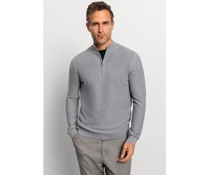 Troyer OLYMP "OLYMP Strick Casual", Herren, Gr. S, grau, Strick, Obermaterial: 100% Baumwolle, regular fit, Rippbündchen, Pullover Troyer, mit modischer Struktur (36803220-S) grau
