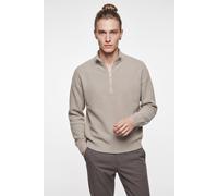 Troyer ONLY & SONS "ONSCARTER REG JAQUARD 1/2 ZIP OTL", Herren, Gr. XL, beige (silber lining), Strick, Obermaterial: 50% Viskose, 28% Polyester, 22% Nylon, unifarben, regular fit normal, Rundhals, Bün