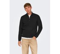 Troyer ONLY & SONS "ONSCOOPER REG 12 HALF ZIP HIGH NECK KNIT" Gr. XL, schwarz Herren Pullover (44542356-XL) schwarz