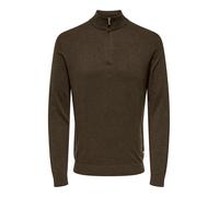 Troyer ONLY & SONS "ONSLOUI REG 12 MEL HALF ZIP KNIT NOOS", Herren, Gr. XXL, coffee bean detail:melange, Strick, Obermaterial: 60% Baumwolle, 20% Nylon, 20% Viskose, meliert, modisch, regular fit, Lan