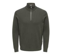 Troyer ONLY & SONS "ONSPHIL REG 12 STRUC HALF ZIP KNIT NOOS", Herren, Gr. XXL, grün (beluga), Strick, Obermaterial: 80% Baumwolle, 20% Nylon, unifarben, regular fit normal, hoch geschlossener Ausschni