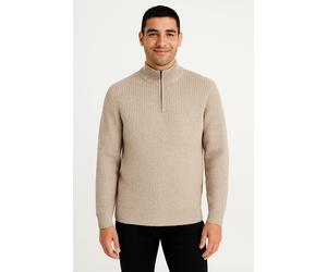 Troyer ONLY & SONS "ONSROLF REG HALF ZIP NECK KNIT - OTL", Herren, Gr. L, silber (silber lining), Strick, Obermaterial: 60% Polyacryl, 40% Baumwolle, unifarben, regular fit, hoch geschlossener Ausschn