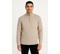 Troyer ONLY & SONS "ONSROLF REG HALF ZIP NECK KNIT - OTL", Herren, Gr. M, silber (silber lining), Strick, Obermaterial: 60% Polyacryl, 40% Baumwolle, unifarben, regular fit, hoch geschlossener Ausschn