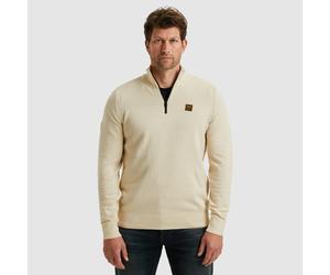 Troyer PME LEGEND, Herren, Gr. 5XL, beige (bone weiß), Strick, Obermaterial: 100% Baumwolle, unifarben, regular fit hüftbedeckend, Rundhals, Flachstrickbündchen, Pullover Troyer, mit Struktur-Muster u