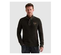 Troyer PME LEGEND, Herren, Gr. M, braun (obsidian), Strick, Obermaterial: 100% Baumwolle, used, normal normal, ohne Ausschnitt, Pullover Troyer, Garment dyed (57404149-M) obsidian