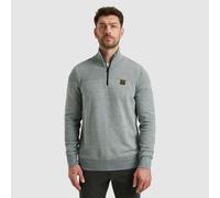 Troyer PME LEGEND, Herren, Gr. M, grau (salute), Strick, Obermaterial: 100% Baumwolle, unifarben, regular fit hüftbedeckend, Rundhals, Flachstrickbündchen, Pullover Troyer, mit Struktur-Muster und Log