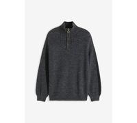 Troyer BONPRIX, Damen, Gr. 40/42 (M), grau, Obermaterial: 86% Polyacryl, 8% Polyester, 6% Polyamid, unifarben, figurumspielend, Bündchen, Pullover Troyer, aus Ajourstrick, mit Stehkragen, figurumspiel