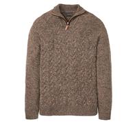 Strickpullover BONPRIX "Troyer-Pullover mit Wolle", Herren, Gr. 52/54 (L), braun (braun meliert), Obermaterial: 90% Polyacryl, 10% Wolle, meliert, regular fit, Pullover Strickpullover, aus Wollmischun