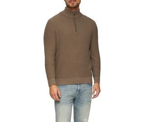 Troyer S.OLIVER, Herren, Gr. XXL, braun (camel), Strick, Obermaterial: 100% Baumwolle, unifarben, regular fit hüftbedeckend, Rundhals, Bündchen, Pullover Troyer, mit Struktur-Muster (37279045-XXL)