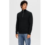 Troyer SELECTED HOMME "SLHDANE LS KNIT STRUCTURE HALF ZIP NOOS" Gr. XXL, schwarz (black) Herren Pullover (35188209-XXL) black