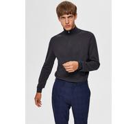 Troyer SELECTED "SLHBERG HALF ZIP CARDIGAN NOOS", Damen, Gr. S, blau (antracit), Strick, Obermaterial: 100% Baumwolle, meliert, regular fit normal, hoch geschlossener Ausschnitt, Rippbündchen, Pullove