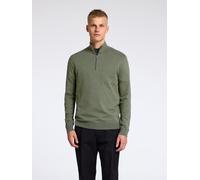 Troyer SELECTED "SLHBERG HALF ZIP CARDIGAN NOOS", Herren, Gr. L, grün (kalamata), Strick, Obermaterial: 100% Baumwolle, unifarben, regular fit normal, hoch geschlossener Ausschnitt, Rippbündchen, Pull
