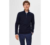 Troyer SELECTED "SLHBERG HALF ZIP CARDIGAN NOOS", Herren, Gr. M, blau (navy), Strick, Obermaterial: 100% Baumwolle, unifarben, regular fit normal, hoch geschlossener Ausschnitt, Rippbündchen, Pullover