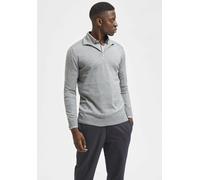 Troyer SELECTED "SLHBERG HALF ZIP CARDIGAN NOOS", Herren, Gr. M, grau (medium grau melange), Strick, Obermaterial: 100% Baumwolle, meliert, regular fit normal, hoch geschlossener Ausschnitt, Rippbündc