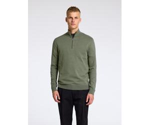 Troyer SELECTED "SLHBERG HALF ZIP CARDIGAN NOOS", Herren, Gr. S, grün (kalamata), Strick, Obermaterial: 100% Baumwolle, unifarben, regular fit normal, hoch geschlossener Ausschnitt, Rippbündchen, Pull