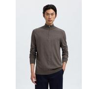 Troyer SELECTED "SLHBERG HALF ZIP CARDIGAN NOOS", Herren, Gr. XL, morel detail:twist, Strick, Obermaterial: 100% Baumwolle, unifarben, regular fit, hoch geschlossener Ausschnitt, Rippbündchen, Pullove