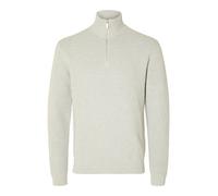 Troyer SELECTED "SLHDANE LS KNIT STRUCTURE HALF ZIP NOOS", Herren, Gr. L, light grau melange, Pullover Troyer, Baumwolle, regular fit (69537546-L) light grau melange