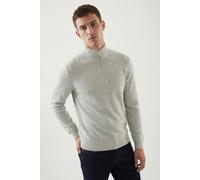 Troyer SELECTED "SLHDANE LS KNIT STRUCTURE HALF ZIP NOOS", Herren, Gr. XL, grau (light grau melange), Strick, Obermaterial: 100% Baumwolle, meliert, regular fit normal, ohne Ausschnitt, Rippbündchen,