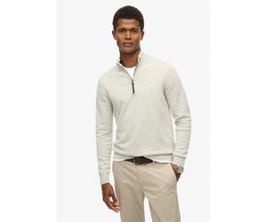 Troyer SUPERDRY "ESSENTIALS COTTON HALF ZIP", Herren, Gr. 3XL, beige (lightning grau marl), Strick, Obermaterial: 100% Baumwolle, meliert, slim fit normal, ohne Ausschnitt, Rippbündchen, Pullover Troy