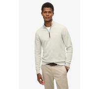 Troyer SUPERDRY "ESSENTIALS COTTON HALF ZIP", Herren, Gr. S, beige (lightning grau marl), Strick, Obermaterial: 100% Baumwolle, meliert, slim fit normal, ohne Ausschnitt, Rippbündchen, Pullover Troyer