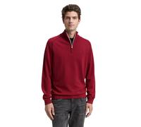 Troyer TOM TAILOR, Herren, Gr. M, rot (schwarz samba rot melange), Strick, Obermaterial: 100% Baumwolle, meliert, regular fit taillenbedeckt, ohne Ausschnitt, Rippbündchen, Pullover, mit Logo Stickere