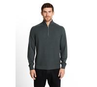 Troyer TOM TAILOR, Herren, Gr. XL, schwarzest olive melange, Strick, Obermaterial: 100% Baumwolle, regular fit taillenbedeckt, ohne Ausschnitt, Rippbündchen, Pullover Troyer, mit Logo Stickerei (90167