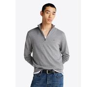 Troyer TOMMY HILFIGER "ESSENTIAL COTTON ZIP MOCK", Herren, Gr. 3XL, grau (medium grau heather), Strick, Obermaterial: 100% Baumwolle, regular fit, Pullover Troyer (26585208-XXXL) medium grau heather