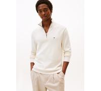 Troyer TOMMY HILFIGER "ESSENTIAL COTTON ZIP MOCK", Herren, Gr. L, beige (ivory petal), Strick, Obermaterial: 100% Baumwolle, regular fit, Pullover Troyer (68644240-L) ivory petal